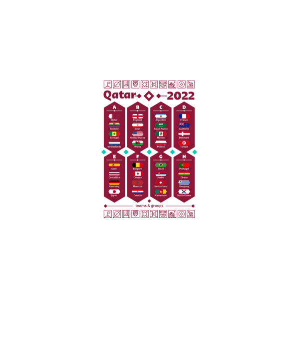 Qatar 2022 teams - groups white model alb pe tricou