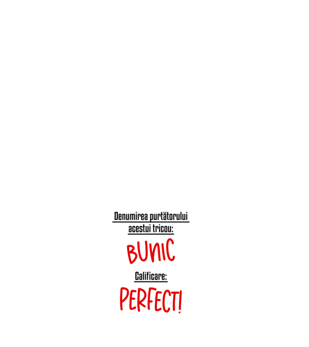 Denumirea purtătorului acestui tricou: bunic! Calificare: Perfect! model negru pe tricou