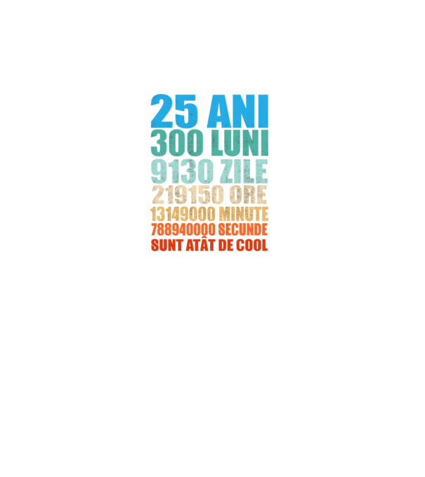 De 25 ani - luni - zile - ore - minute - secunde - sunt atât de cool model turcoaz pe tricou