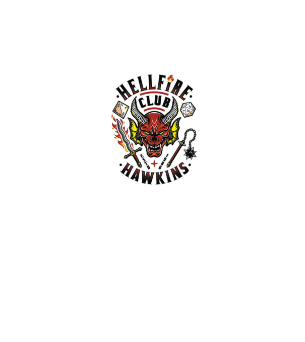 hellfire club hawkins model alb pe tricou