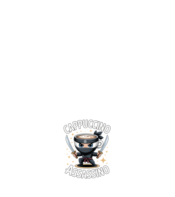 Cappuccino Assassino model albastru închis pe tricou