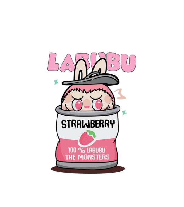 Strawberry Labubu model alb pe tricou