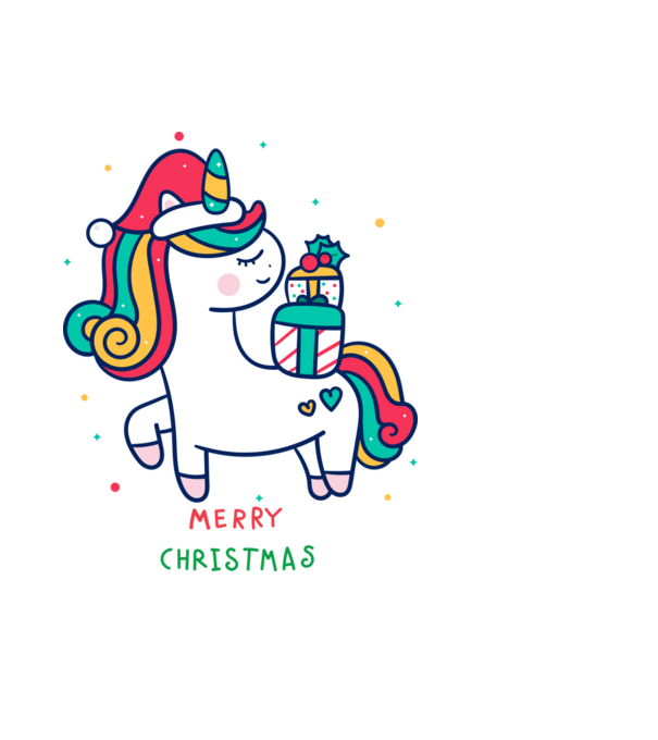 merry christmas unicorn model negru pe tricou
