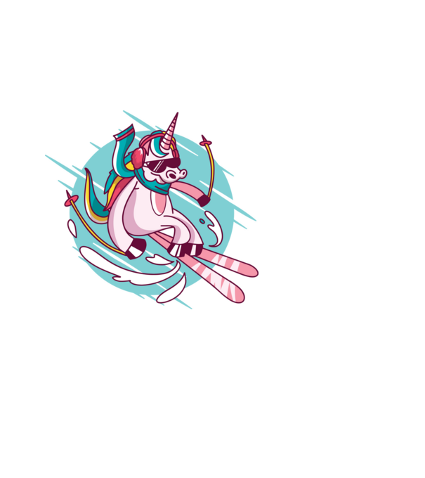 Unicorn ski model alb pe tricou