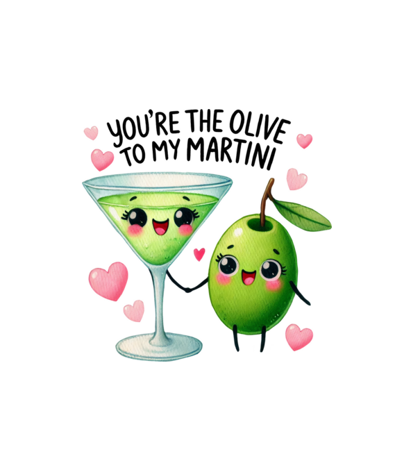 Olive to my Martini model alb pe tricou