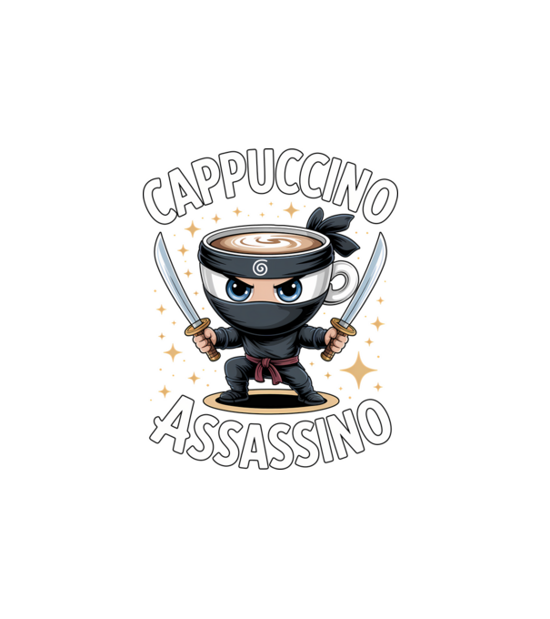 Cappuccino Assassino model alb pe tricou