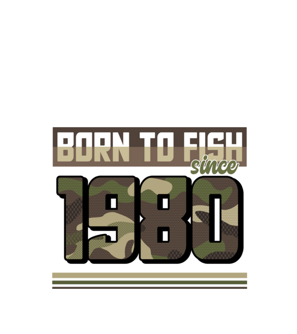 Born to fish since 1980 model negru pe tricou