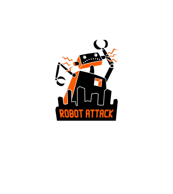Robot Attack model alb pe tricou