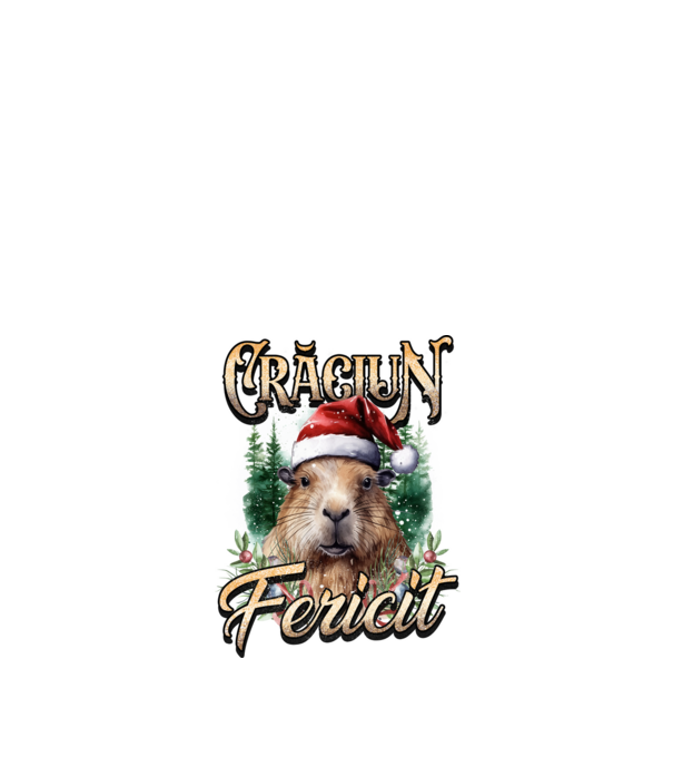 Capybara christmas model negru pe tricou
