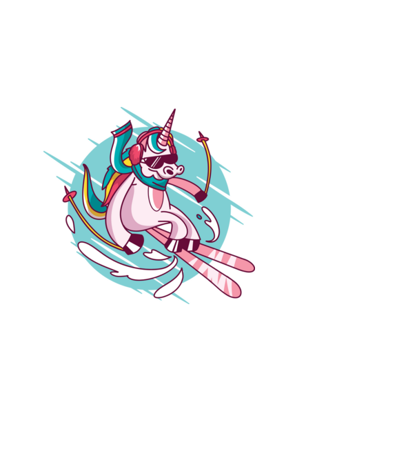 Unicorn ski model negru pe tricou