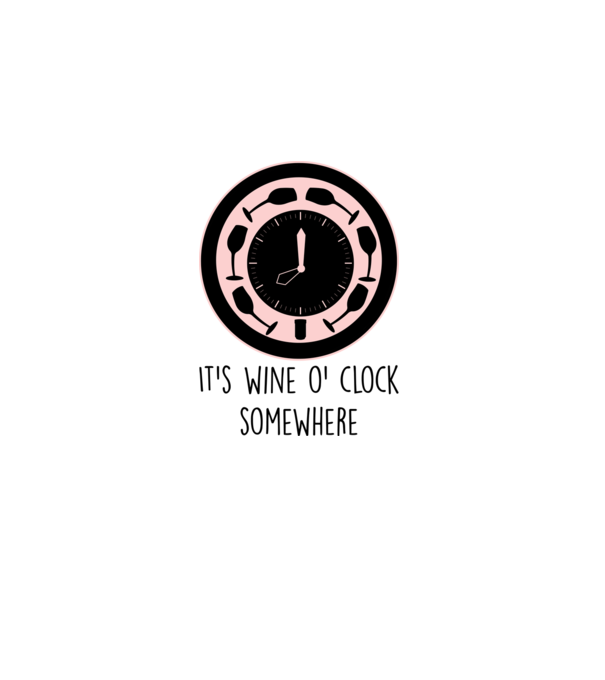 Wine o clock model alb pe tricou