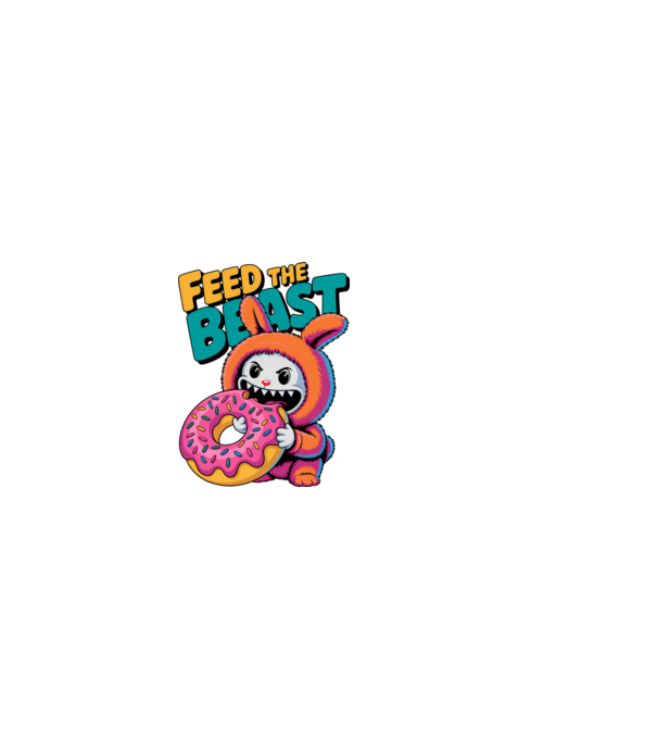 Feed the beast model alb pe tricou