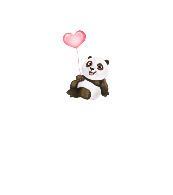 Cute panda with heart model alb pe tricou