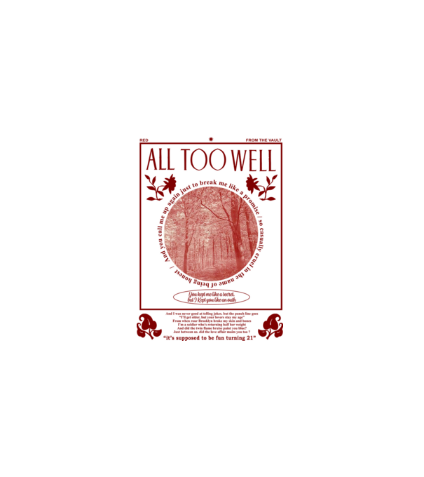 Taylor Swift All too well model alb pe tricou