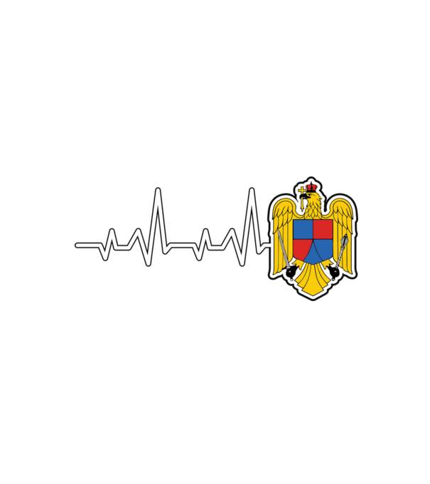 ROMANIA heartbeat model negru pe tricou