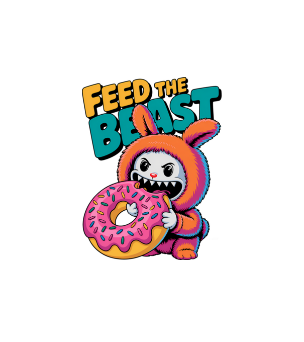 Feed the beast model alb pe tricou