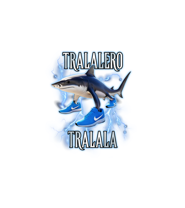 Tralalero Tralala model alb pe tricou