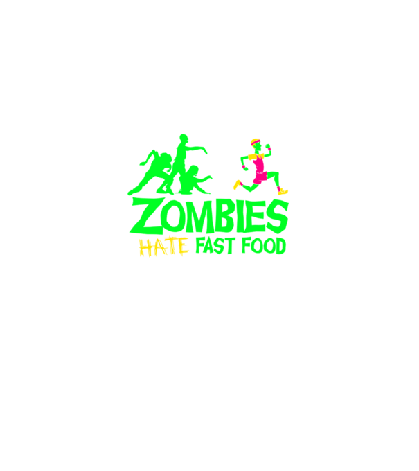 Zombies Hate Fast Food model negru pe tricou