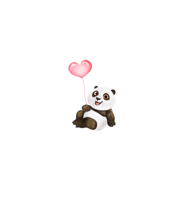 Cute panda with heart model alb pe tricou