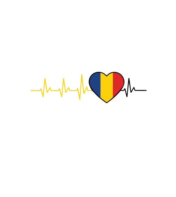 România heartbeat model alb/roșu pe tricou