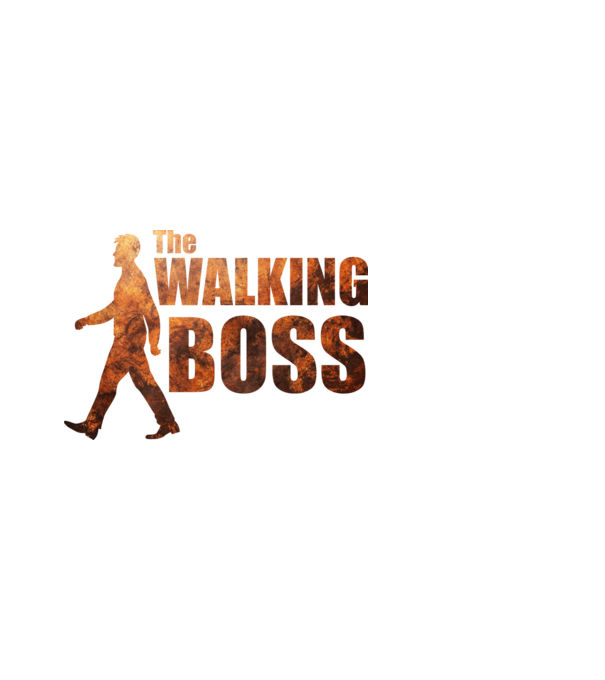 Walking boss model alb pe tricou