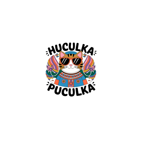 Huculka Puculka pisică 3 model alb/roșu pe tricou