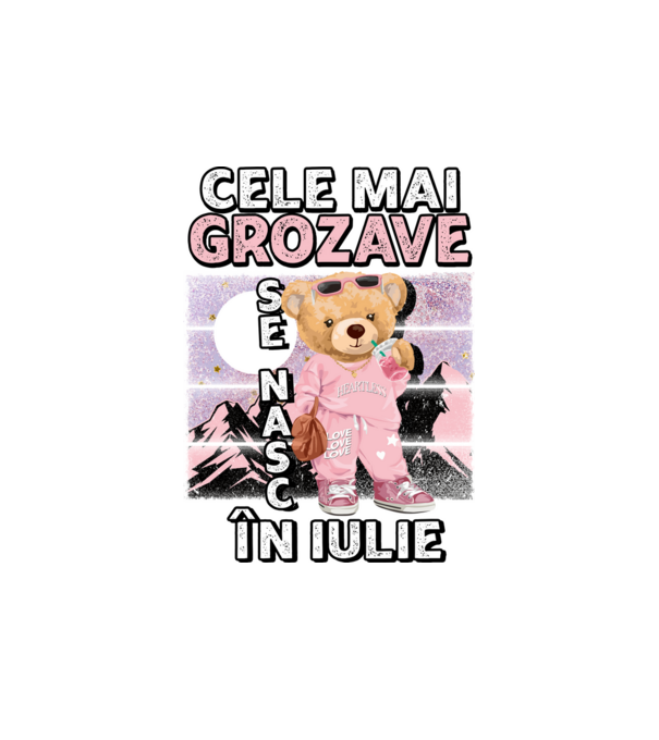 RETRO teddy fetişcană IULIE model alb pe tricou