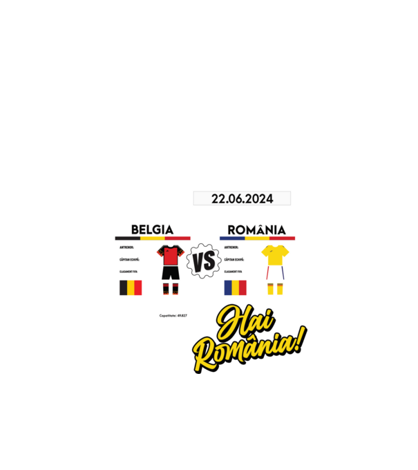 BEL-ROM euro 2024 calendar model negru pe tricou