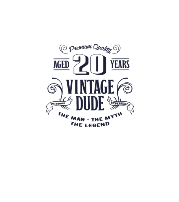 Vintage Dude - 20 model alb pe tricou