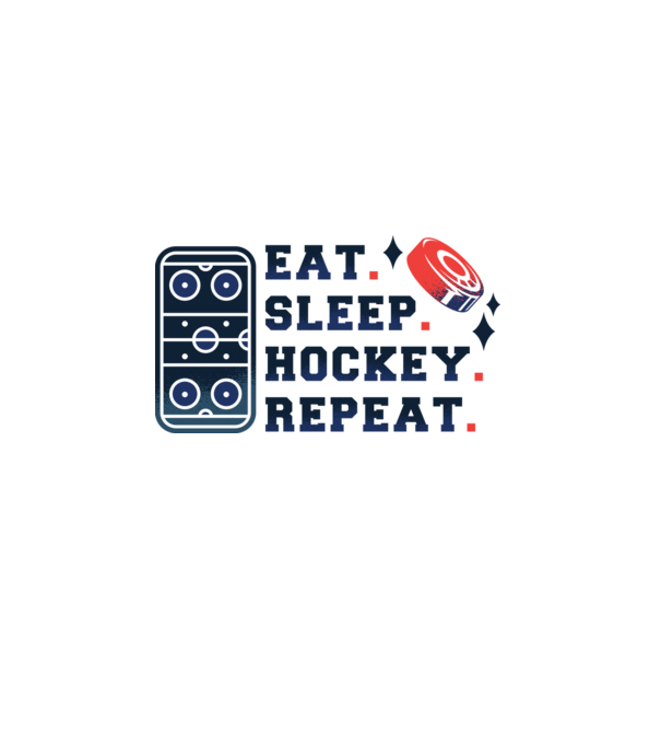 Eat Sleep Hockey Repeat model alb pe tricou