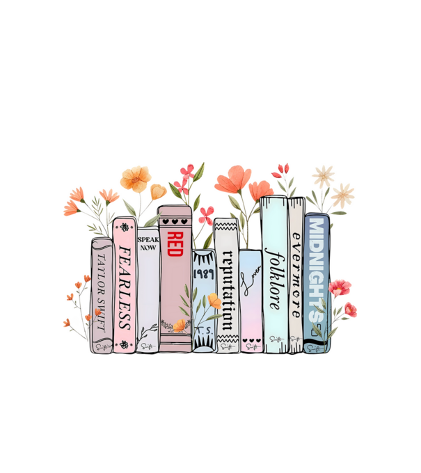 Eras tour books color model alb pe tricou
