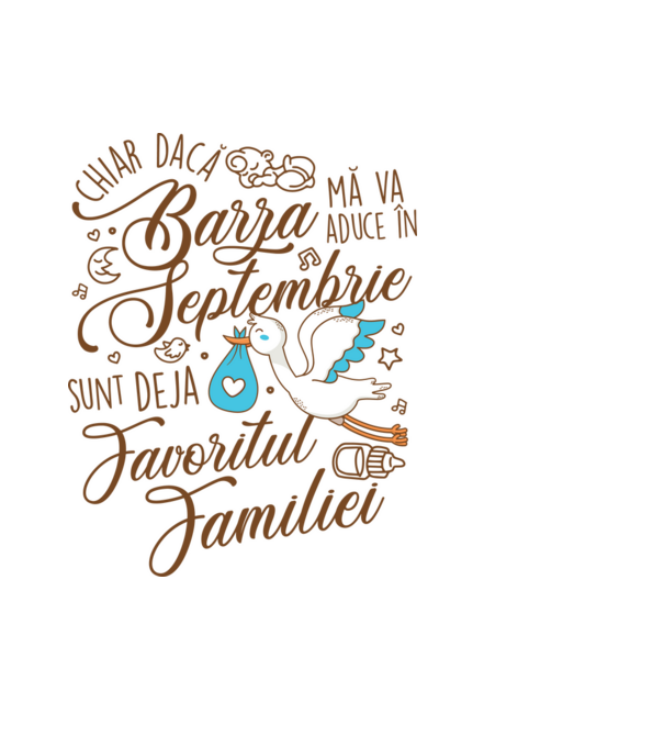 Favoritul familiei SEPTEMBRIE model albastru deschis pe tricou