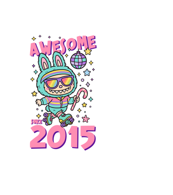 Awesome since 2015 - Labubu model negru pe tricou