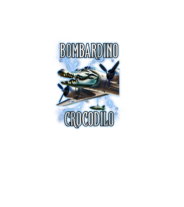 Bombardino Crocodilo model negru pe tricou
