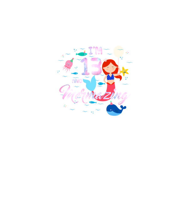 Mermazing Birthday 13 model negru pe tricou