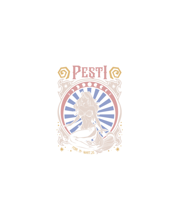 Zodiac Vintage PEȘTI model negru pe tricou