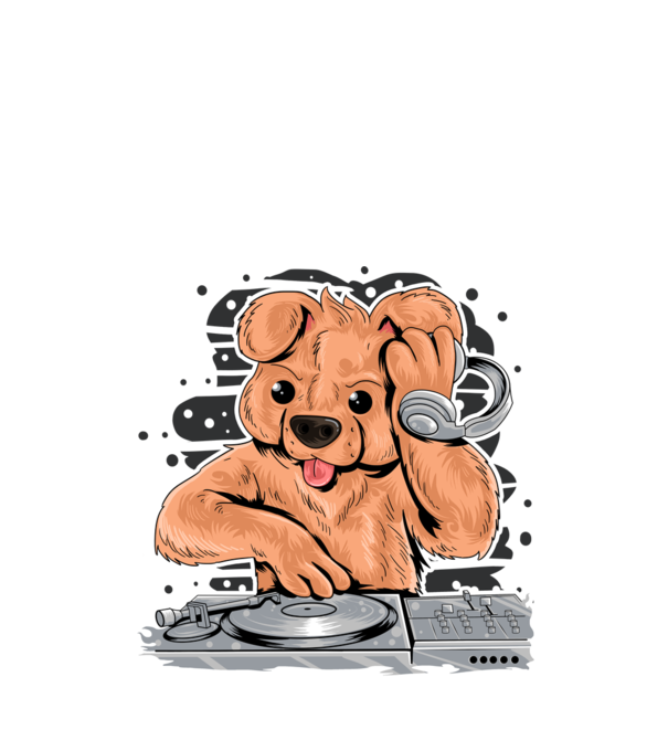 Urs Dj model alb pe tricou