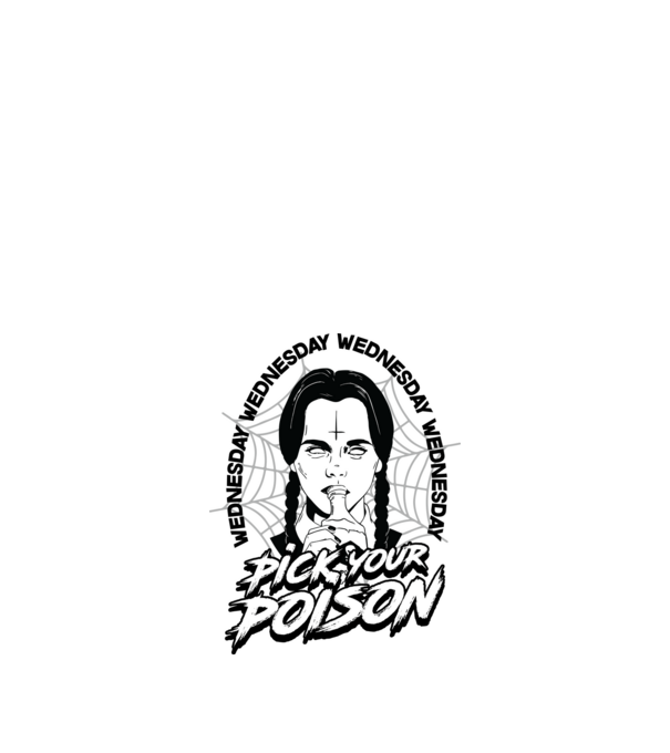 WEDNESDAY Pick your poison model alb pe tricou