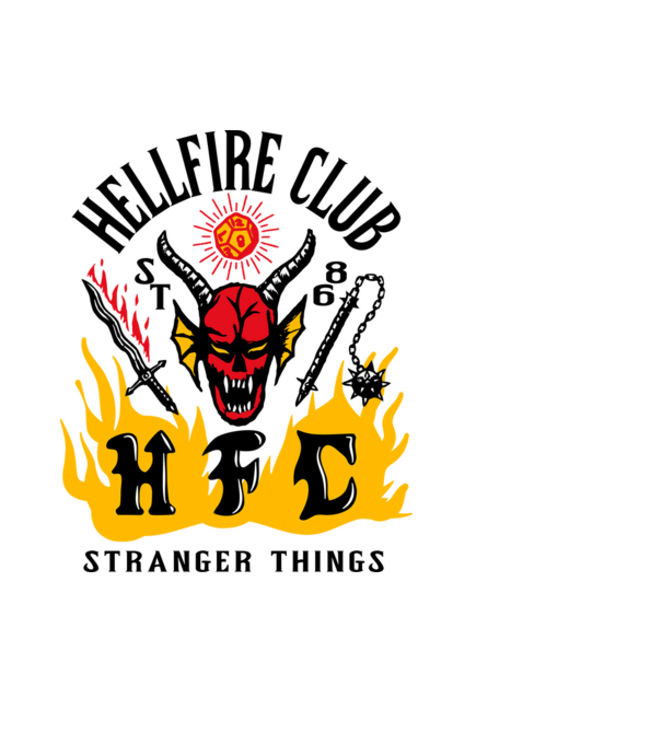 hellfire club 86 stranger things model negru pe tricou