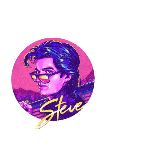 steve neon stranger things model negru pe tricou