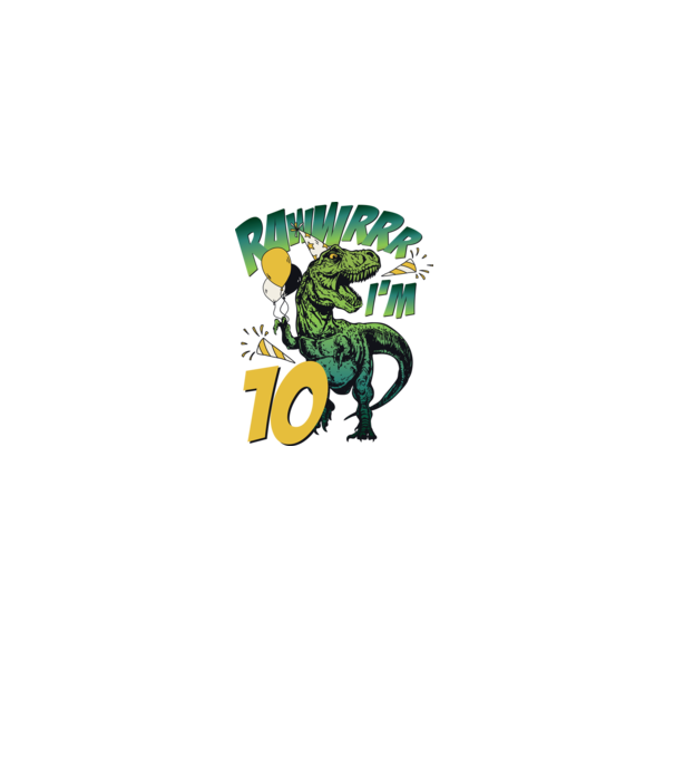 'Birthday Dinosaur rawww i''m 10' model alb pe tricou