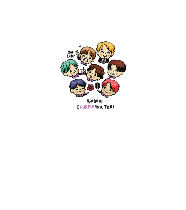 BTS chibi model alb pe tricou