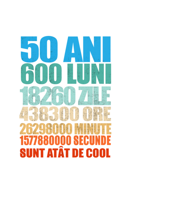 De 50 ani - luni - zile - ore - minute - secunde - sunt atât de cool model negru pe tricou