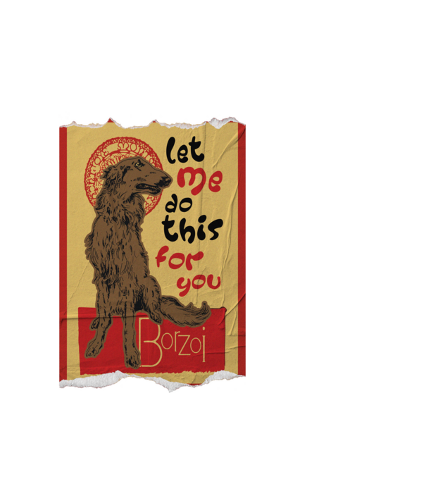 BORZOI retro poster chat noir poster texture model alb pe tricou