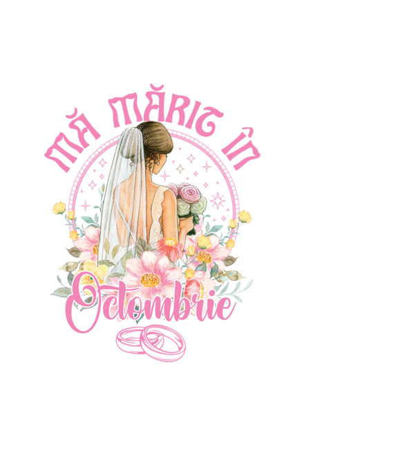 mă mărit - în octombrie model albastru deschis pe tricou