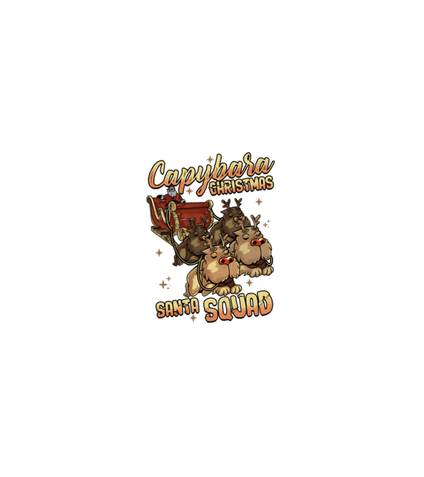 Capybara christmas santa squad model negru pe tricou