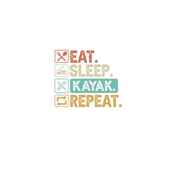 Eat Sleep Kayak model negru pe tricou