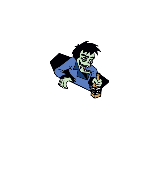 Drunk Zombie model alb pe tricou