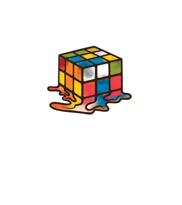 Melted Rubik model turcoaz pe tricou