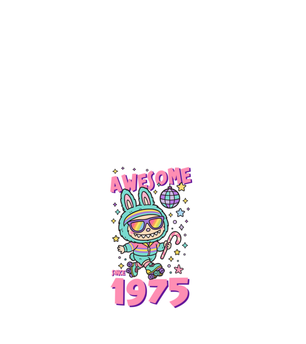 Awesome since 1975 - Labubu model alb pe tricou